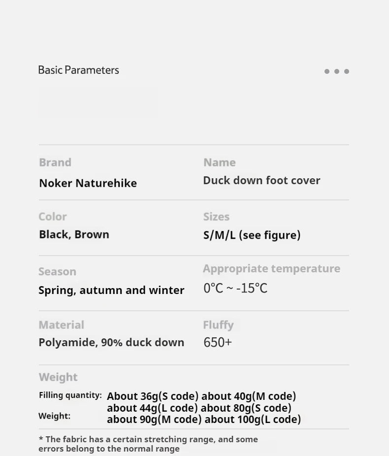 Lightweight Duck Down Thermal Foot Covers