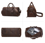 Men's Crazy Horse Leather Duffle Bag Large Capacity Travel Luggage Bag Fits 15'' Laptop & Shoes Durable Totes Bags for Business