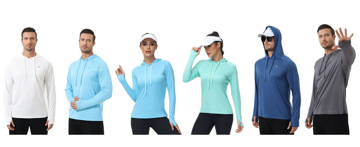Summer Men's Long Sleeve UPF 50+ Hoodie T-Shirts, Rash Guard Quick Dry T-shirt Outdoor Sport Running Pullover