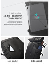 Heroic Knight Men's Backpack Waterproof Roll Top Backpack Women Travel Expandable USB Charging Large Capacity Laptop Bag Mochila