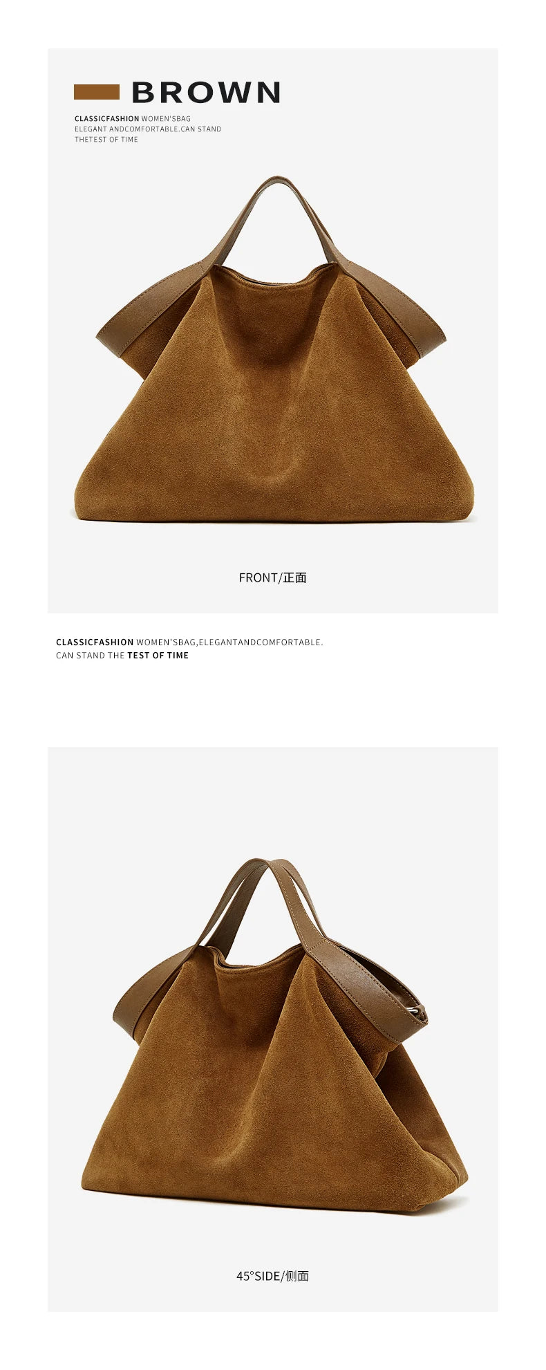BURMINSA Genuine Suede Leather Hobo Bags Women Vintage Designer Large Shoulder Crossbody Tote Slouchy Soft Office Work Handbags