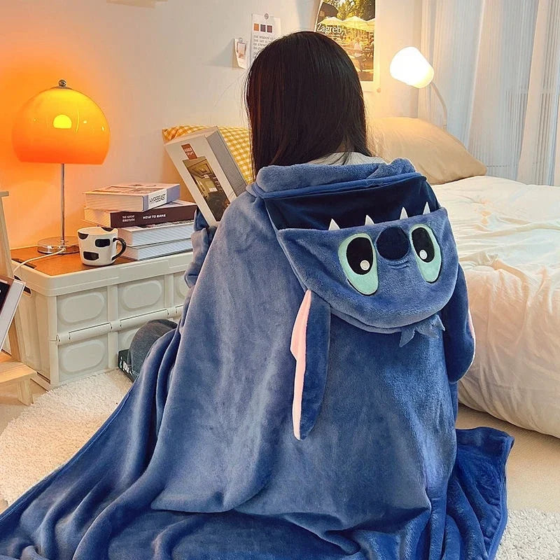 Stitch Hooded Cartoon Blanket