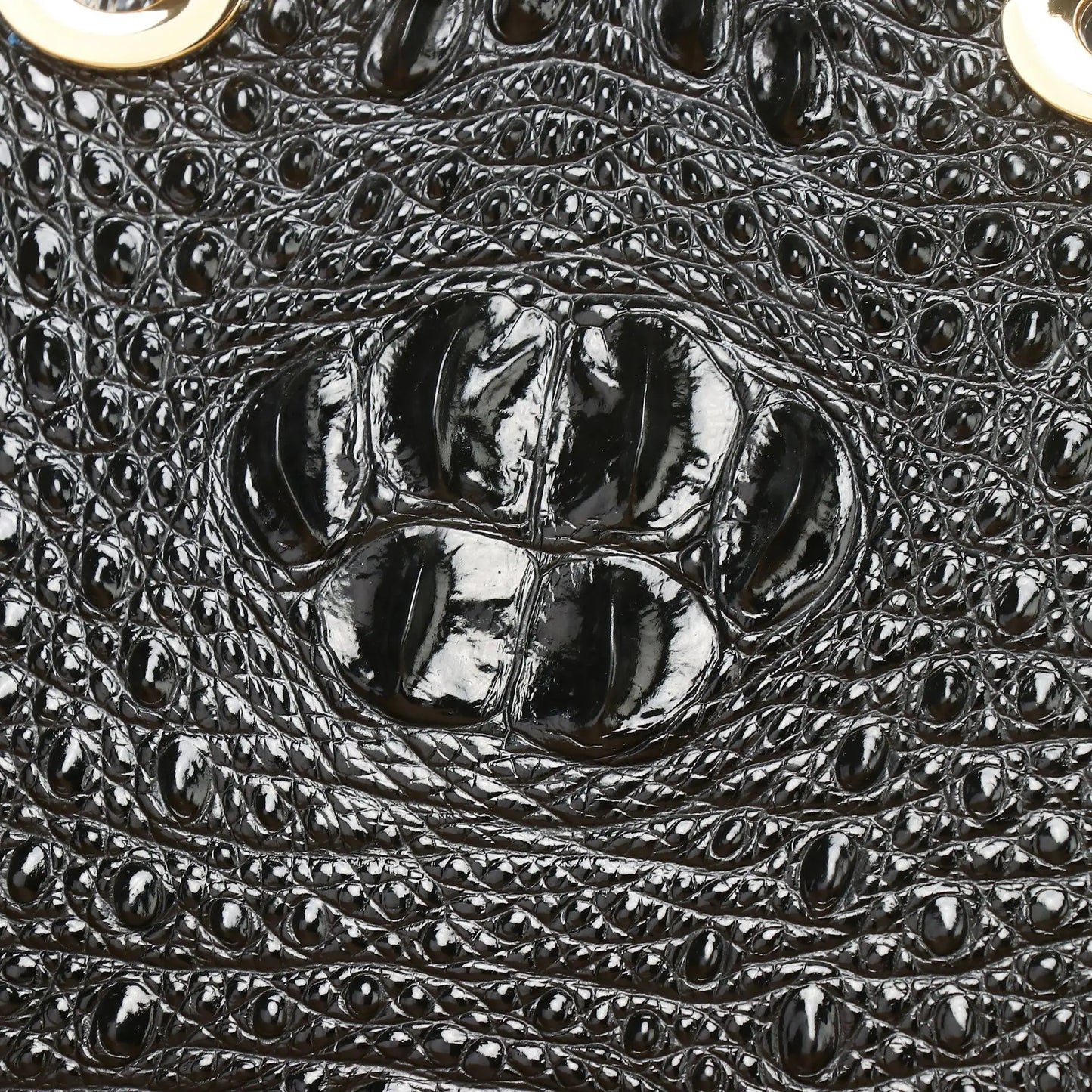 Crocodile-Embossed Genuine Leather Structured Handbag
