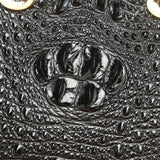 Crocodile-Embossed Genuine Leather Structured Handbag