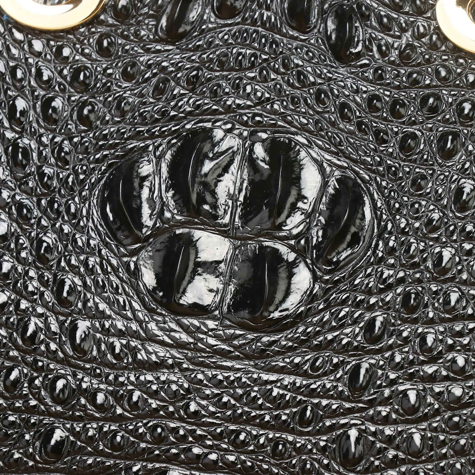 Crocodile-Embossed Genuine Leather Structured Handbag