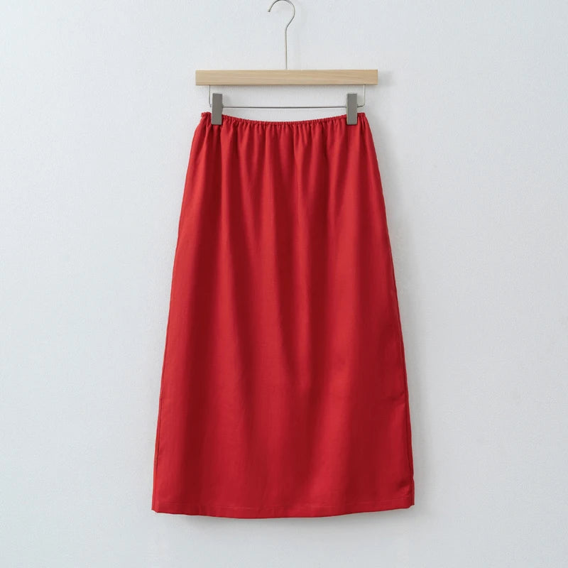 Women's Elegant Linen Midi Skirt – Summer 2025