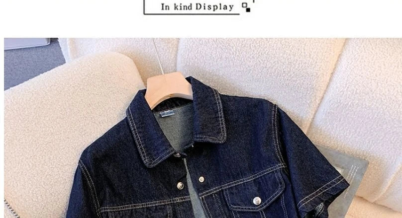 Women's Retro Cropped Short Sleeve Denim Jacket