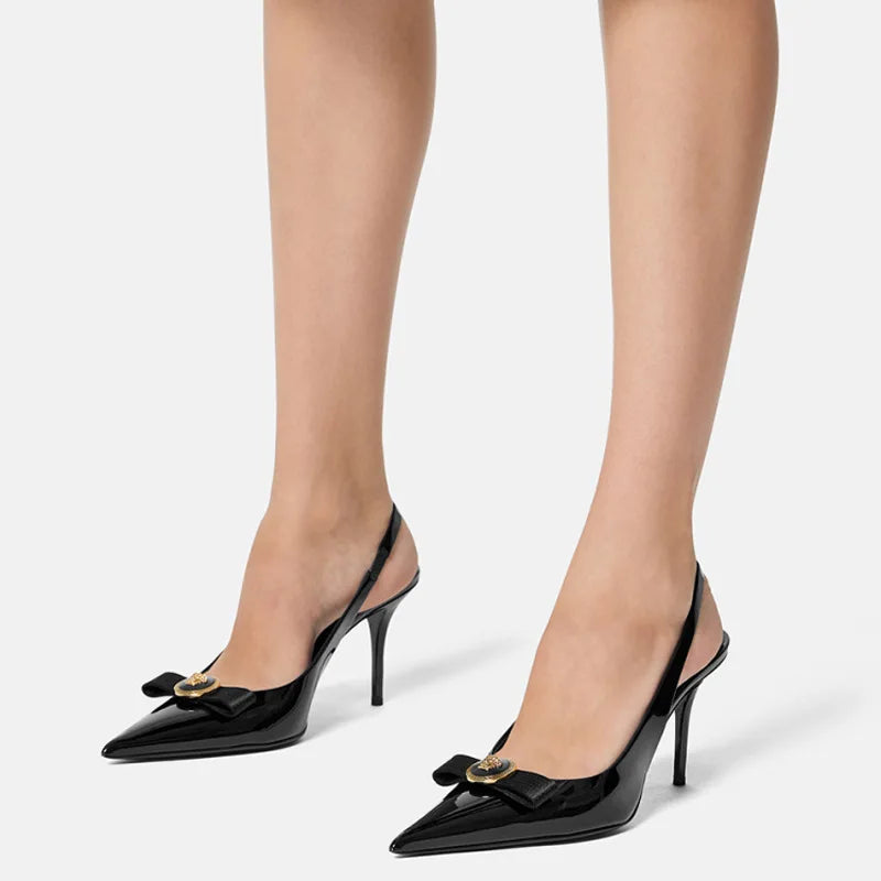 High Heels Women's Thin Heels Pointed French Temperament Bow Light Mouth Single Shoes Women