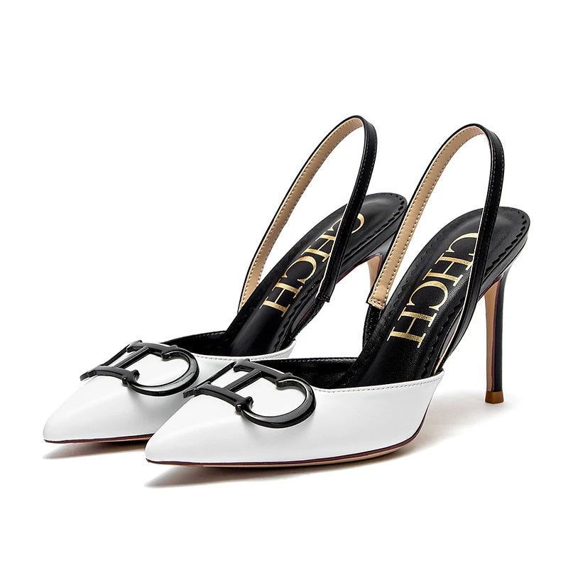 CHCH Women's Strappy Pointed-Toe Platform Heels | 9cm