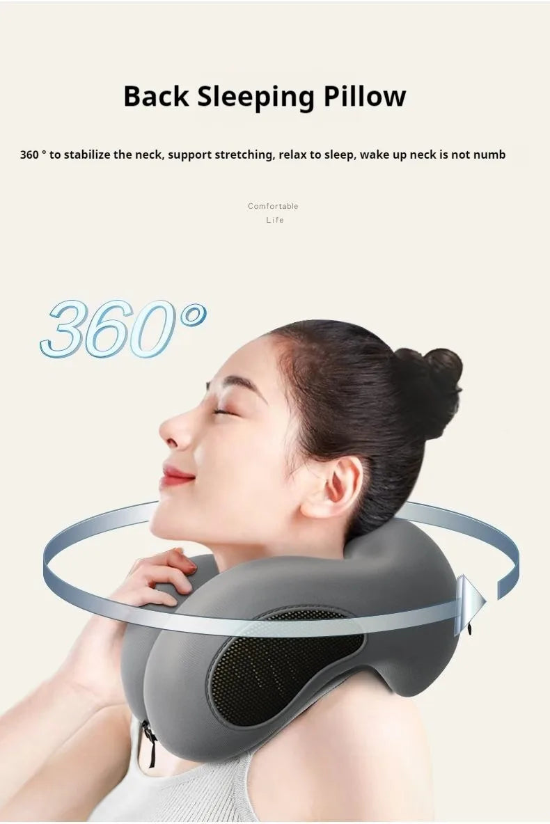 Memory Foam Neck Pillow, Ergonomic U-Shaped Travel Pillow with Washable Cover for Airplane,Car,Office Home-Soft Support