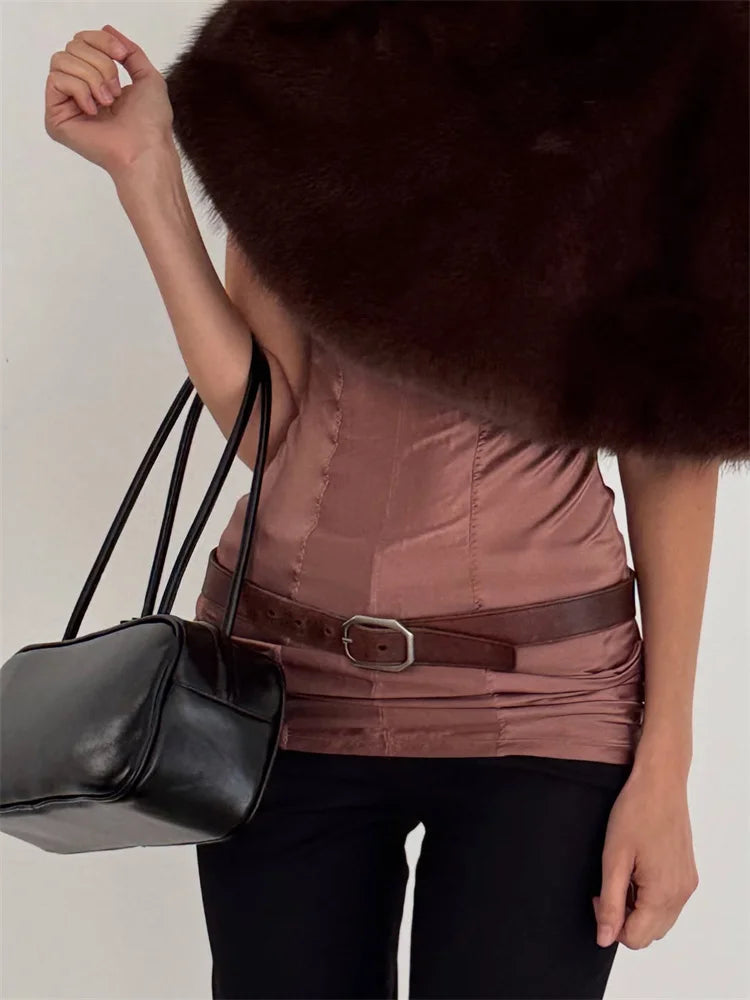 Elegant Fur & Feather 2-Piece Maxi Set
