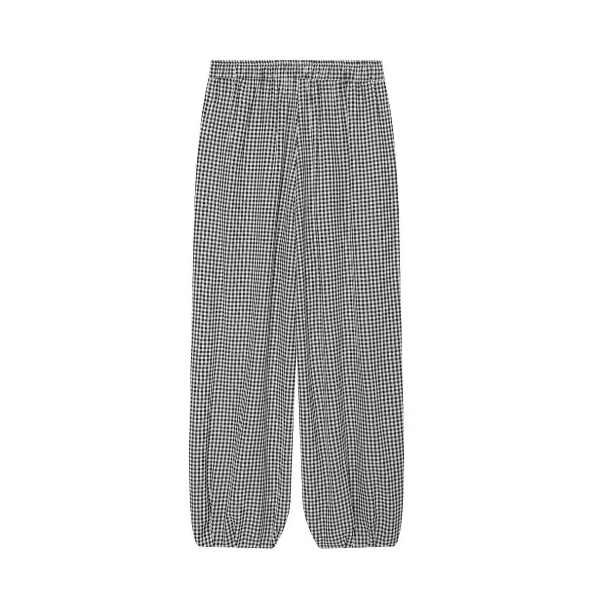 Women's Plaid Drawstring Lantern Pants