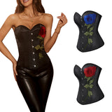 Floral Embroidered Lace-Up Corset Top