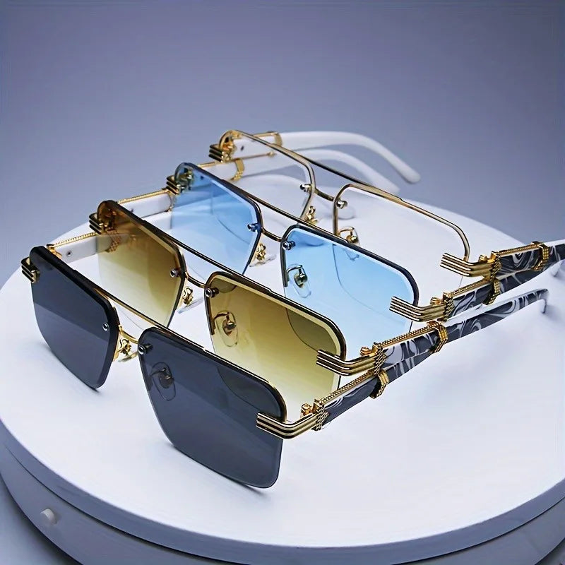 Rimless Rectangle Sunglasses – UV400 Unisex Shades