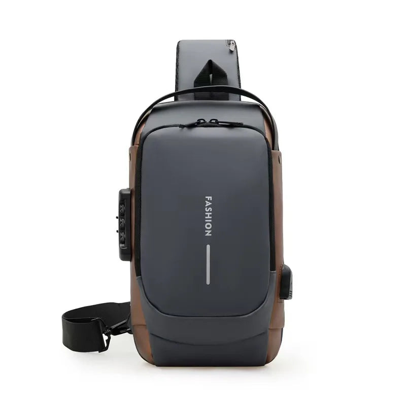 Sling Bag for Men Women Theft Crossbody Backpack with USB Charging Port Waterproof Chest Bag with Password Lock