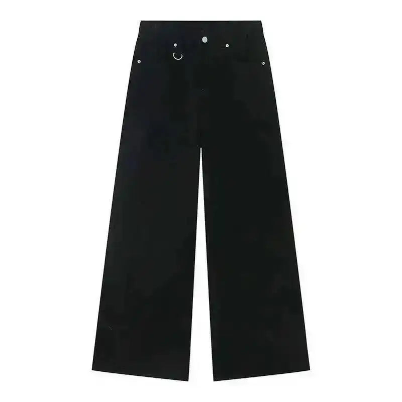 Men's Washed Blue Loose Straight-Leg Jeans