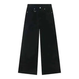 Men's Washed Blue Loose Straight-Leg Jeans