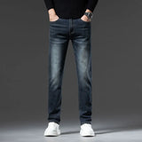 High Quality Brown Winter Jeans Men's Thickened Velvet Warm Elastic Straight Denim Pants Fashion Vintage Korean Plush Trousers