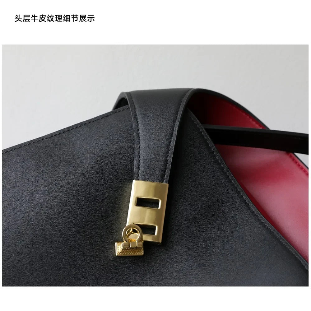 Niche Light Luxury High-end Leather Large-capacity First-layer Cowhide Women's Handbag Tote Bag Commuter Leisure Versatile