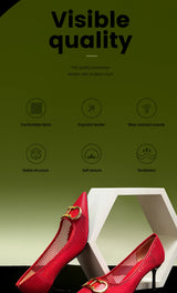 CHCH Women's High Heels 2025 Spring New Hollow Business Women's Shoes 7cm Red Evening Shoes
