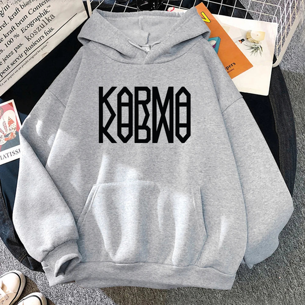 KARMA Vintage-Inspired Fleece Pullover Hoodie
