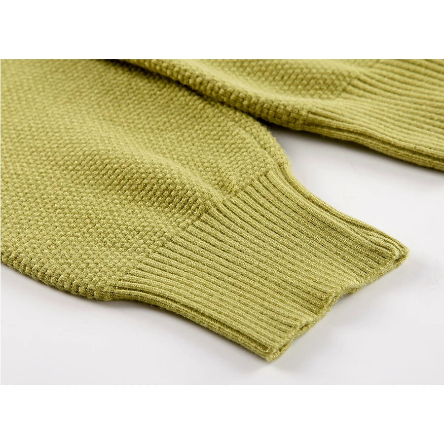 Hirsionsan Winter Thick Women Knitted Suits Soft 2 Pieces soft Female Sets Polo Neck Sweater & Wide Leg Pants Knitted Outfit