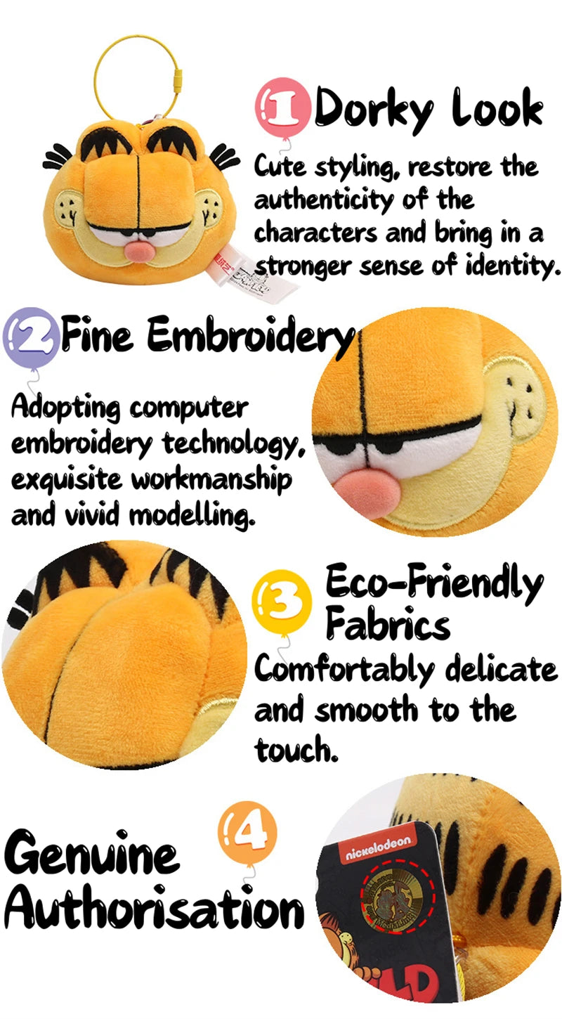 ORIGINAL Garfield Kawaii Soft Plush Toys Keychain Cute Cats Anime Stuffed Animals Peluche Doll Pendants Birthdays Gifts For Kids
