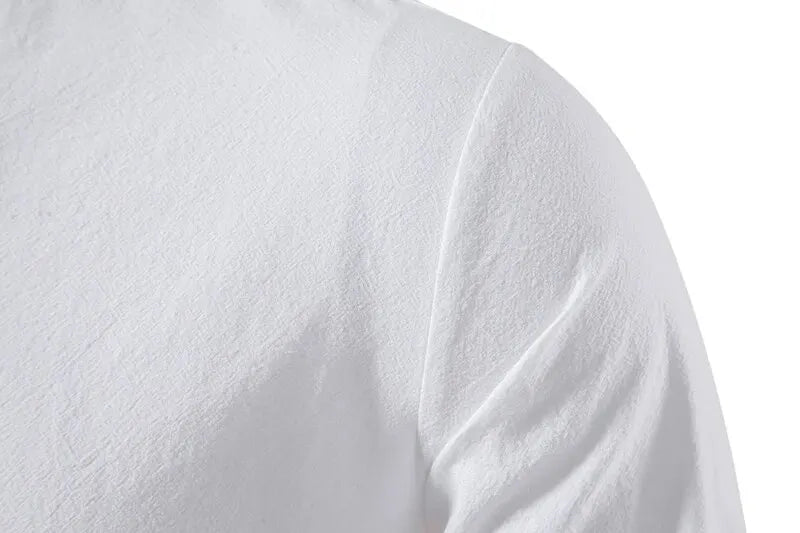 King Billion Men's Shirts Casual Men Cotton Linen Long Sleeve T-shirt Spring Autumn Vintage Shirt US Size Drawstring Neck
