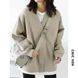 Women's Relaxed V-Neck Cotton-Blend Cardigan
