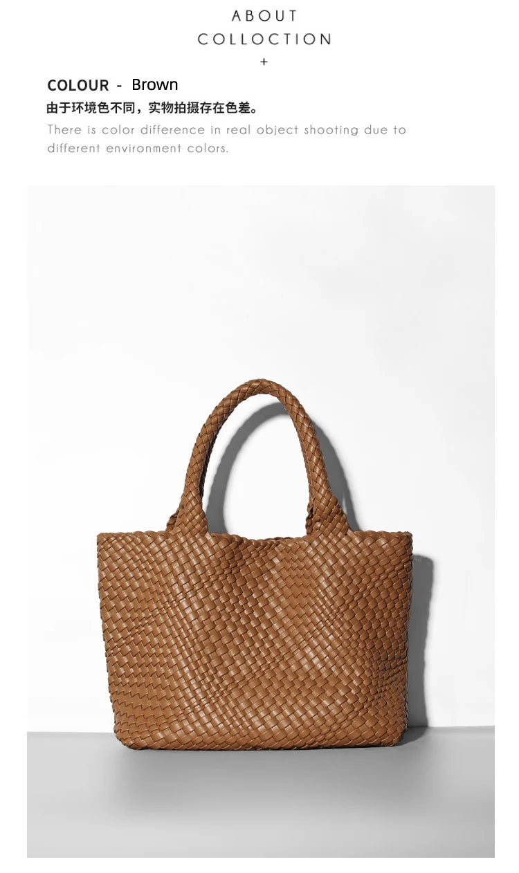 Designer Knitting Fashion Ladies Handbags And PU leather Large-capacity Women's single-shoulder bag Beach Travel Bags
