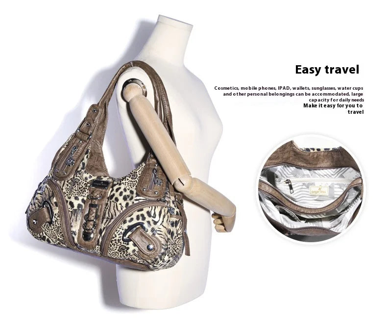Women Handbags Leopard Bag Top-handle Handbag Fashion Satchel Dumpling Pack Shoulder Bag Tote Bag Hobos Large Purse