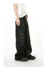 Men's Distressed Wide-Leg Jeans