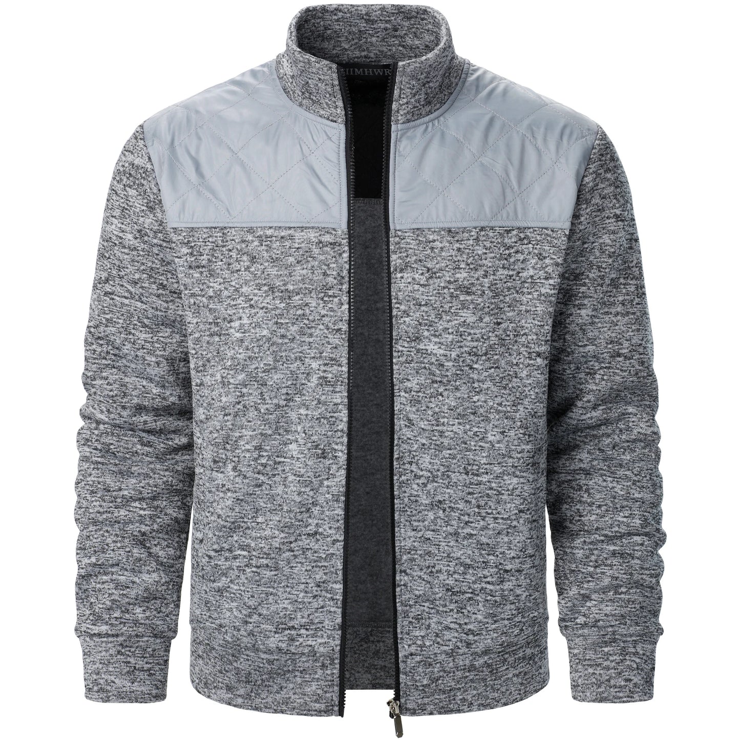 Men's Autumn/Winter Zip-Up Knit Jacket – Striped Check Stand Collar Sweater Coat