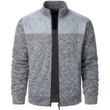 Men's Autumn/Winter Zip-Up Knit Jacket – Striped Check Stand Collar Sweater Coat