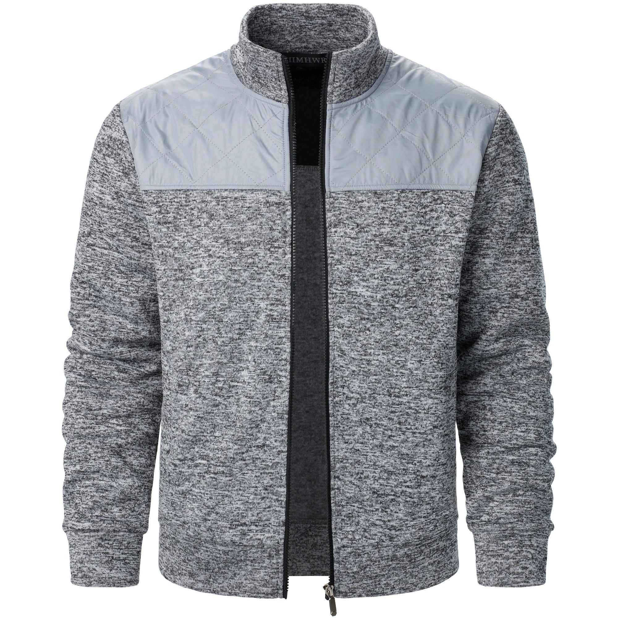 Men's Autumn/Winter Zip-Up Knit Jacket – Striped Check Stand Collar Sweater Coat