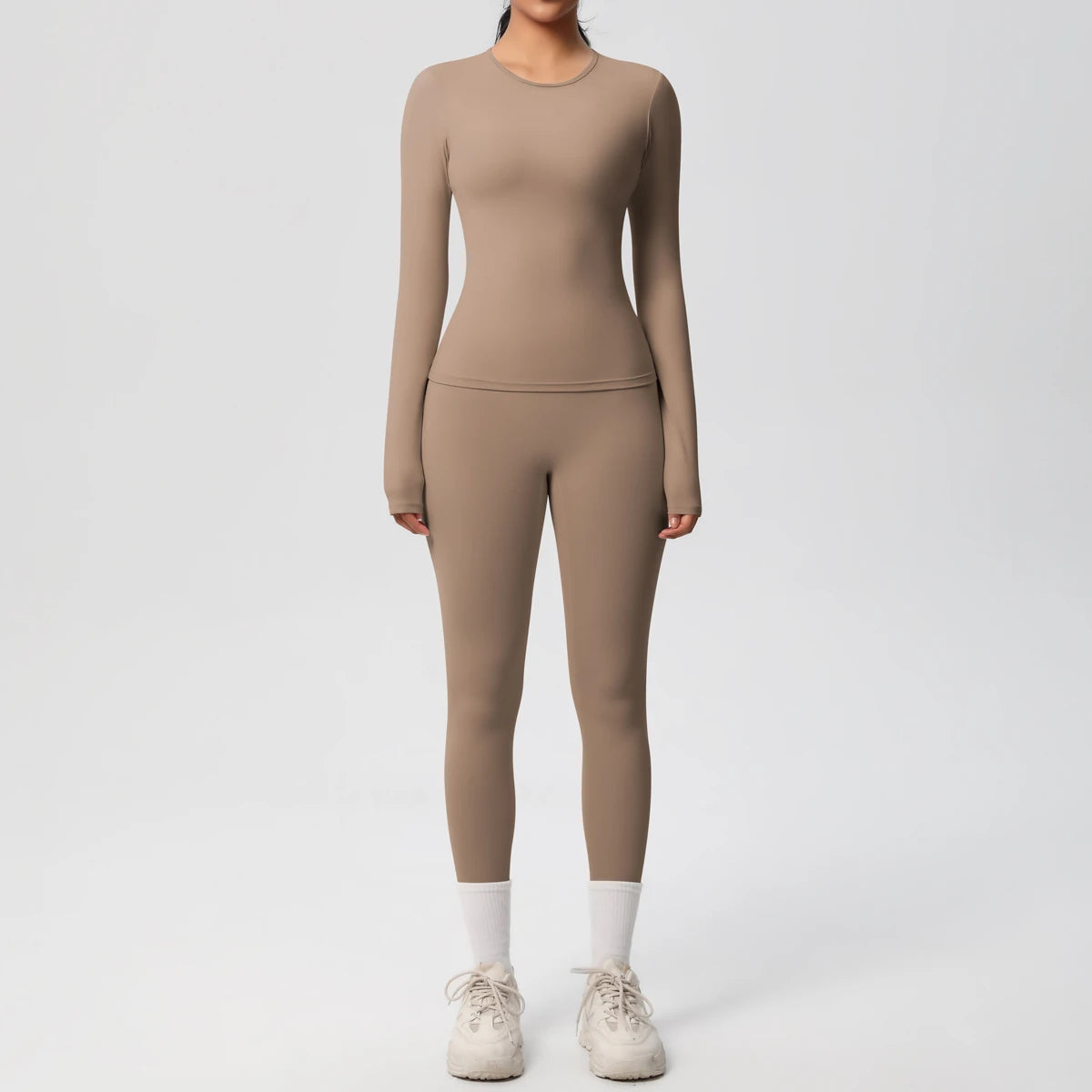 2 PCS Sportswear Yoga Set Gym Clothes Yoga Suits For Women Fitness Set Tracksuits Sports Long Sleeve Crop Top Gym Leggings