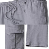 Men's Linen Blend Drawstring Straight-Leg Pants