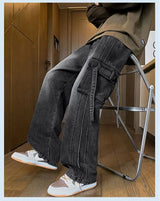 Men's Loose Straight-Leg Multi-Pocket Jeans