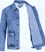 Men's Stylish Blue Denim Jacket – Loose Fit Casual Y2K Jean Coat (USA Made)