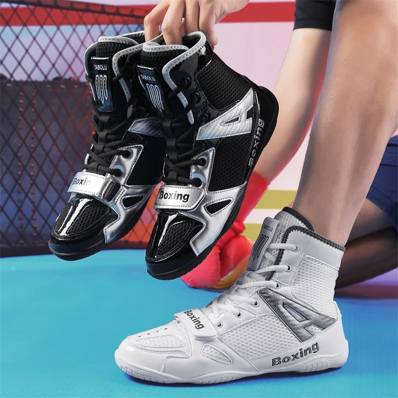 Wrestling Shoes Men 2025 High Top Professional Breathable Mesh Boxing Shoes Wrestling Fighting Sanda Weightlifting Squat Shoes