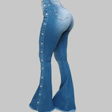 Women's High-Waist Stretch Denim Flare Pants