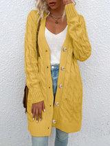 Women's Long Twisted-Knit Button-Front Cardigan Sweater