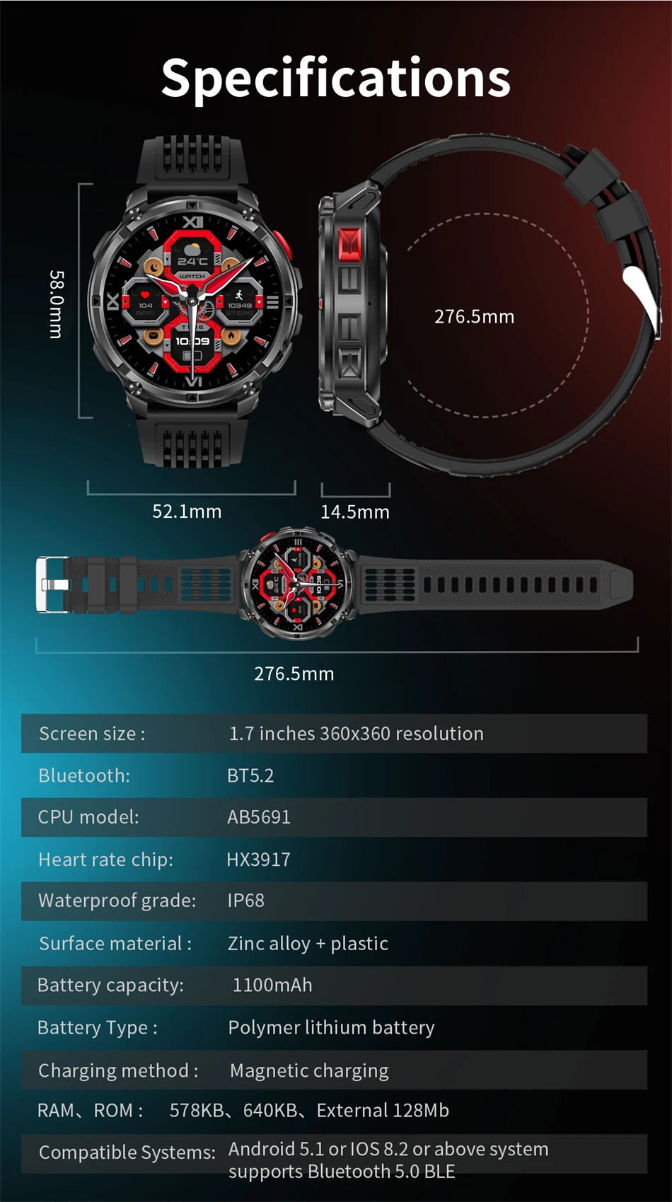 T-REX3 Ultra 1100mAh GPS Smart Watch for Men