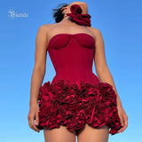 Structured Floral Mini Party Dress