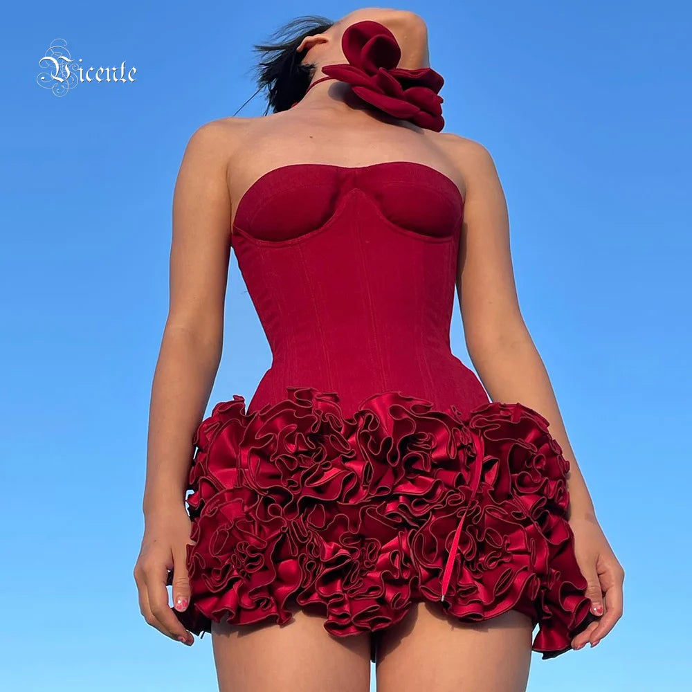 Structured Floral Mini Party Dress