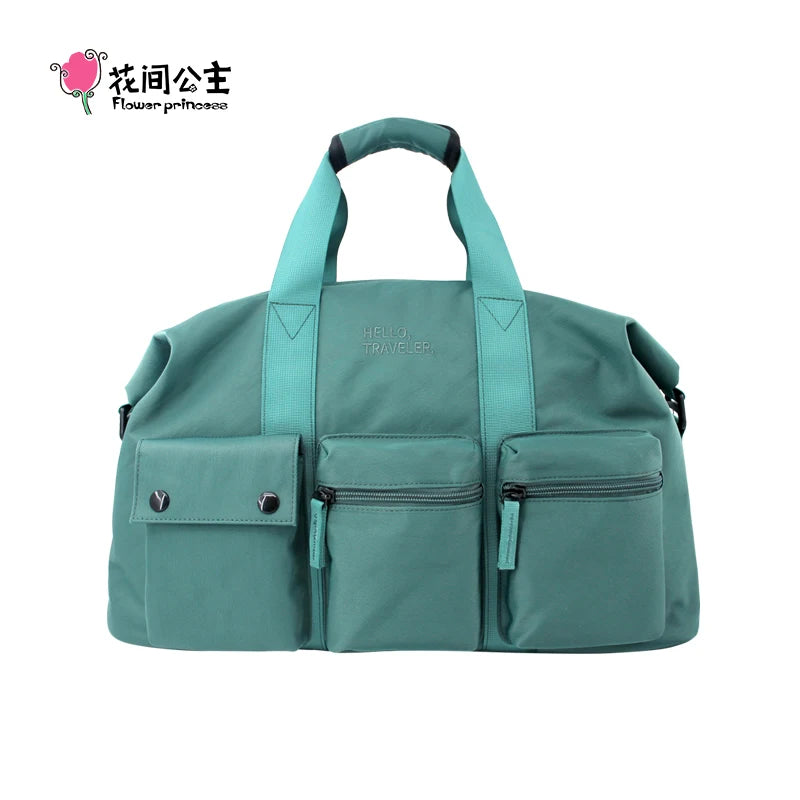Flower Princess Traveler's Short Distance Travel Bag Crossbody Large Capacity Multi Layer Fashion Luggage Bag for Men and Women