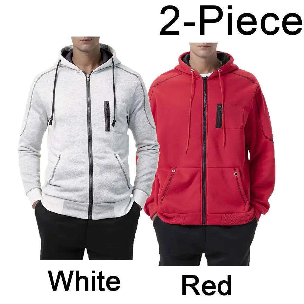 Men's Color Block Fleece Zip-Up Hoodie