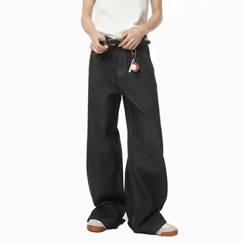 IEFB Men's Straight Denim Pants New Cleanfit Solid Color Korean Version Wide Leg Versatile Casual Jeans Trend New Autumn  9C1519