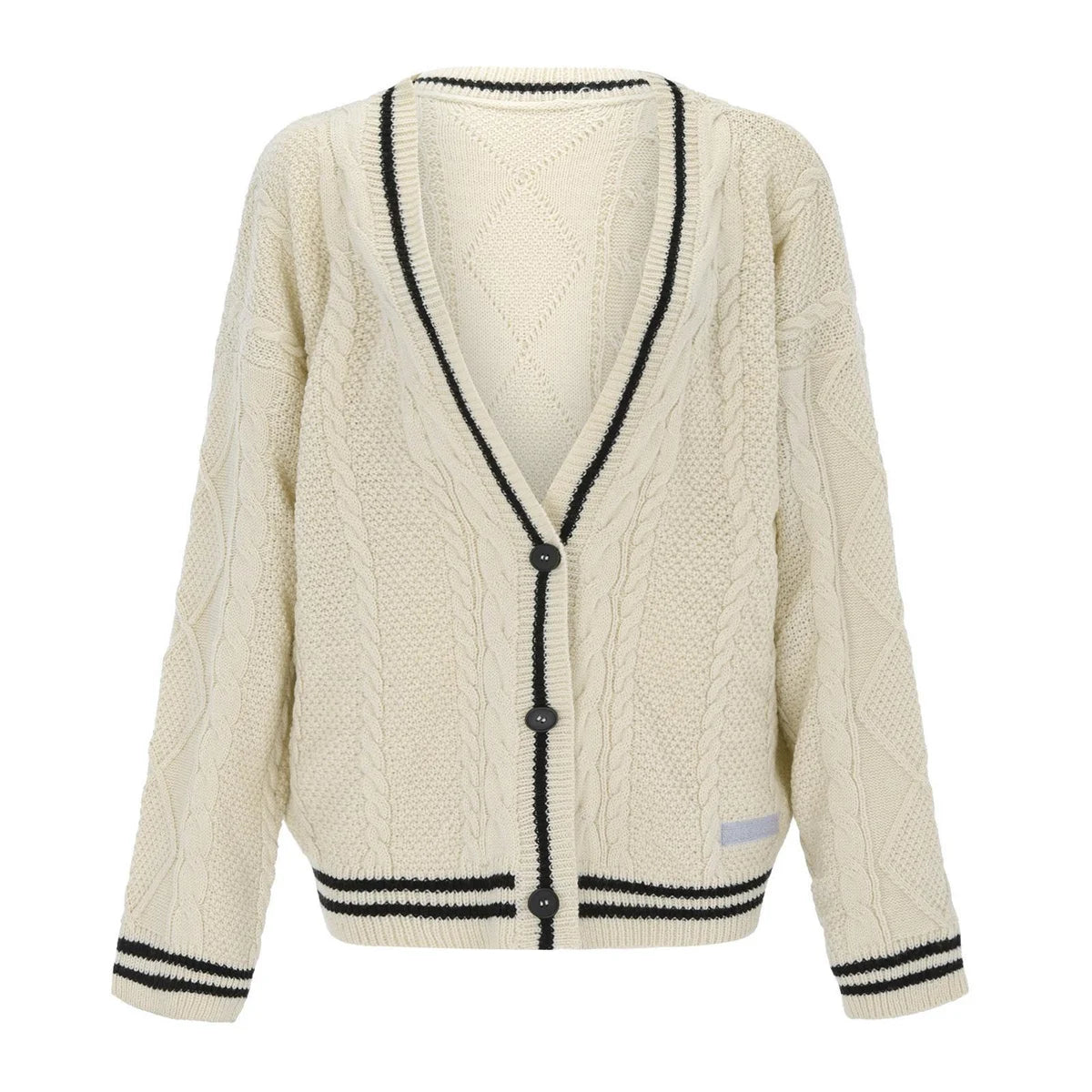 Chic Vintage Star Print Knit Cardigan - V-Neck Aesthetic Preppy Sweater