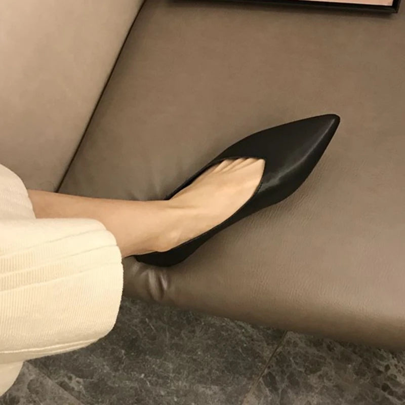 Genuine Leather Pointed-Toe Flats for Women